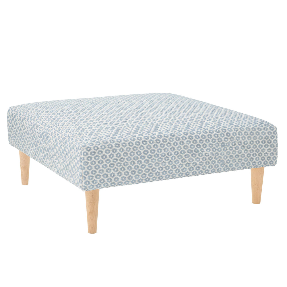 Honeycomb Rug Ottoman | French Blue/Ivory