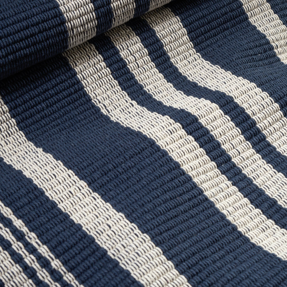 Irving Stripe Handwoven Cotton Rug | Navy