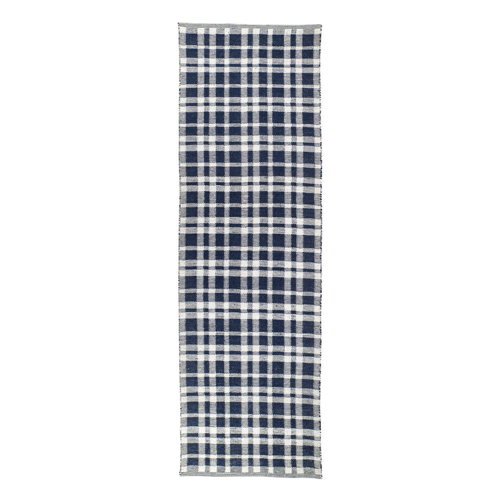 Tattersall Handwoven Indoor/Outdoor Rug | Navy