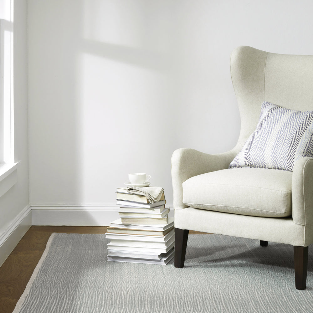 Herringbone Handwoven Cotton Rug | Swedish Blue