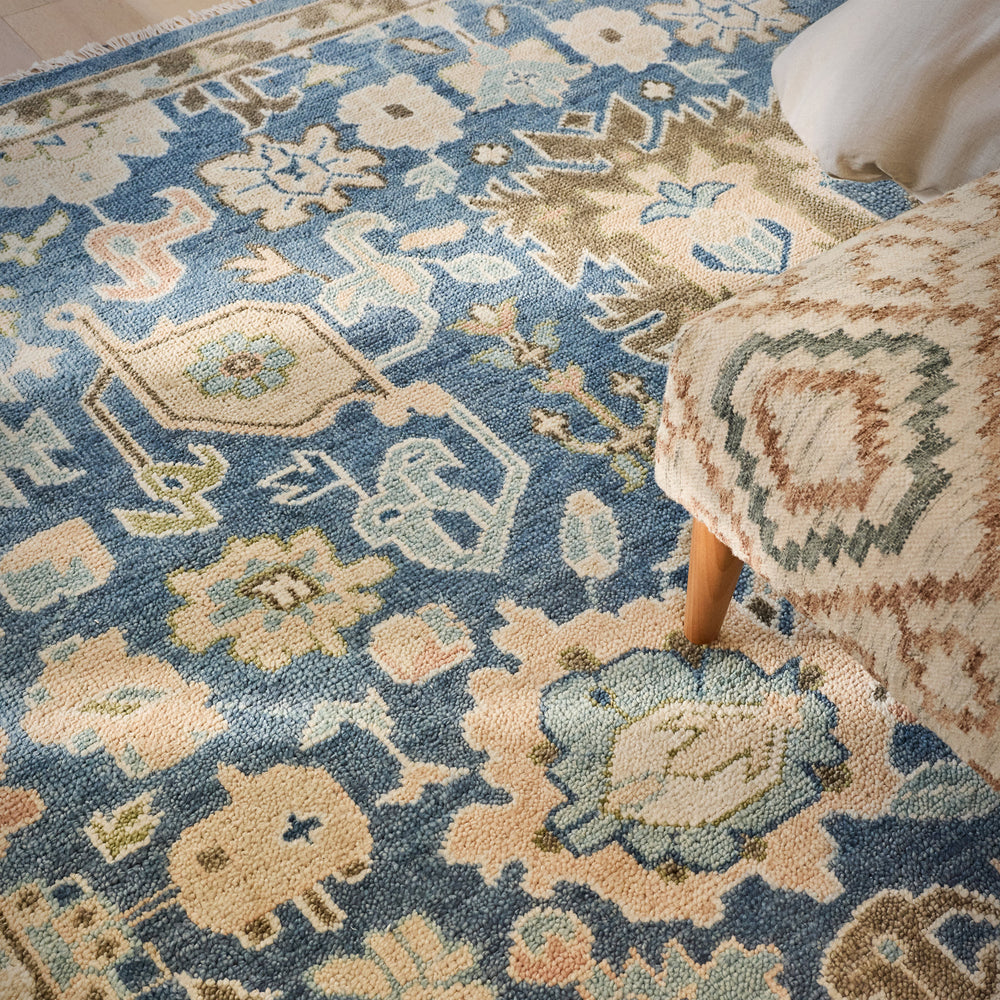 Camille Hand Knotted Wool Rug | Navy