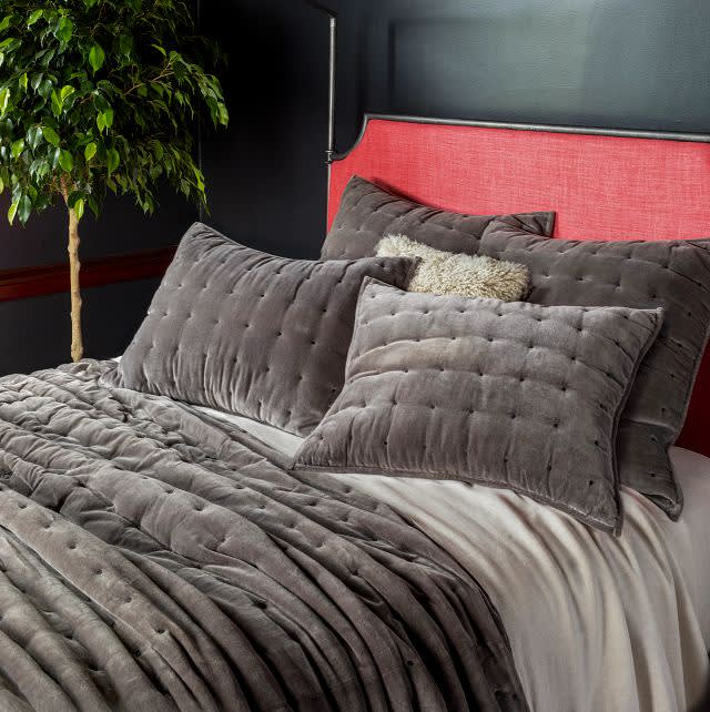 Vienna Velvet Quilted Sham | Shale