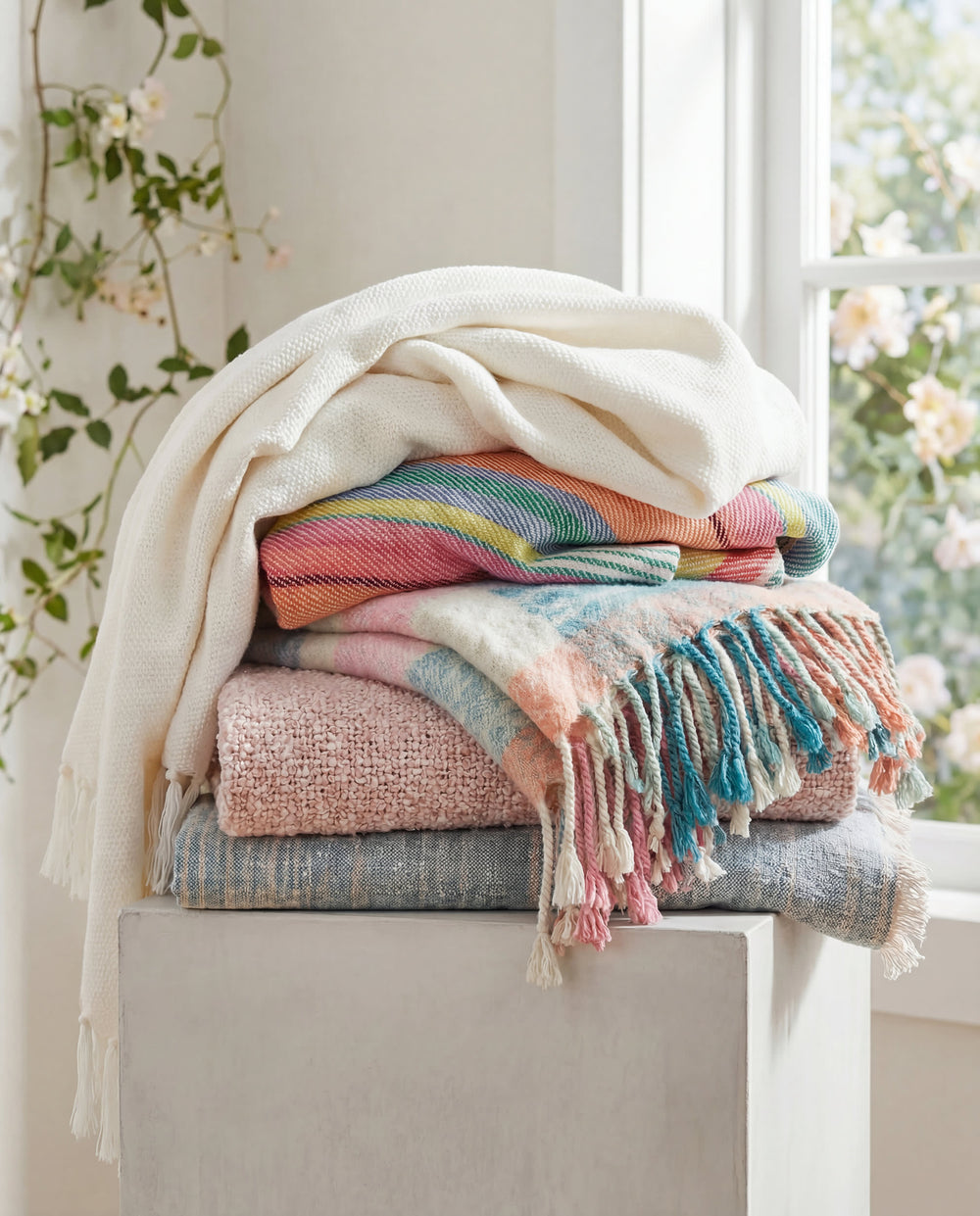 Mellie Stripe Woven Cotton Throw | Multi