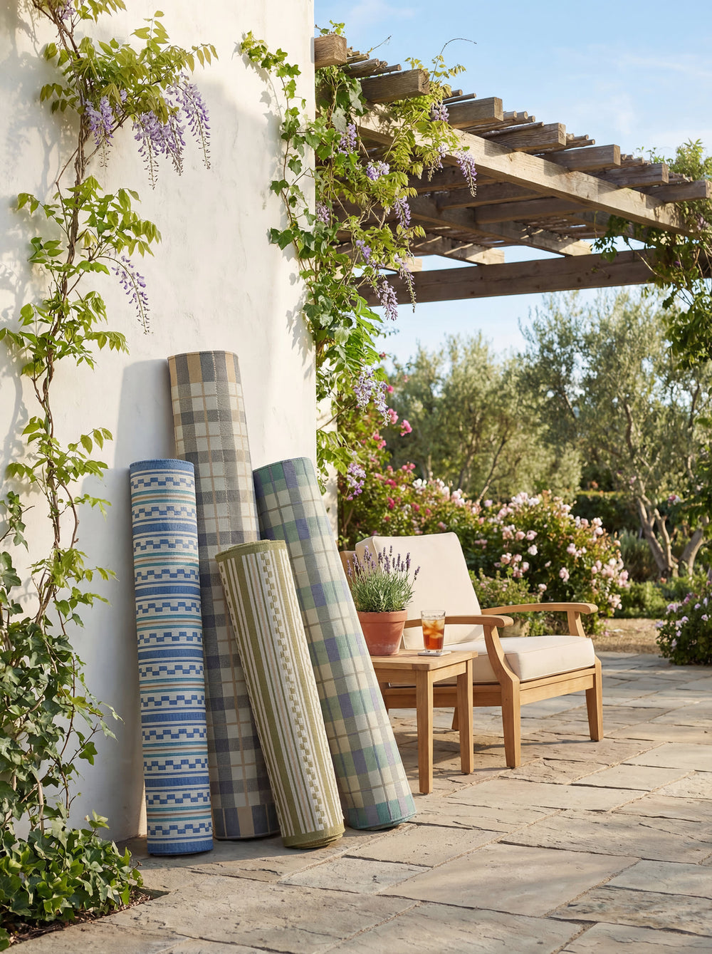 Caldera Modern Checkered Indoor/Outdoor Rug | Blue