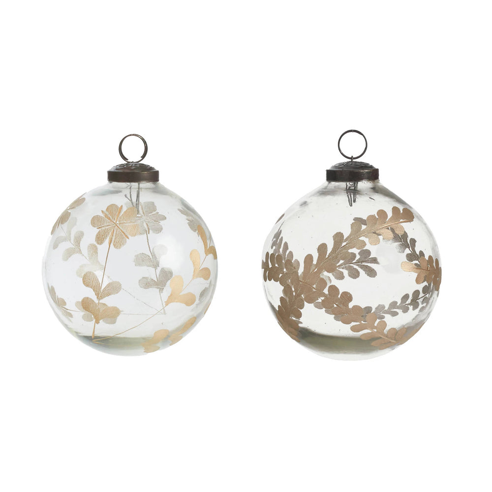 Floral Etched Ornaments Set/2 | Neutral