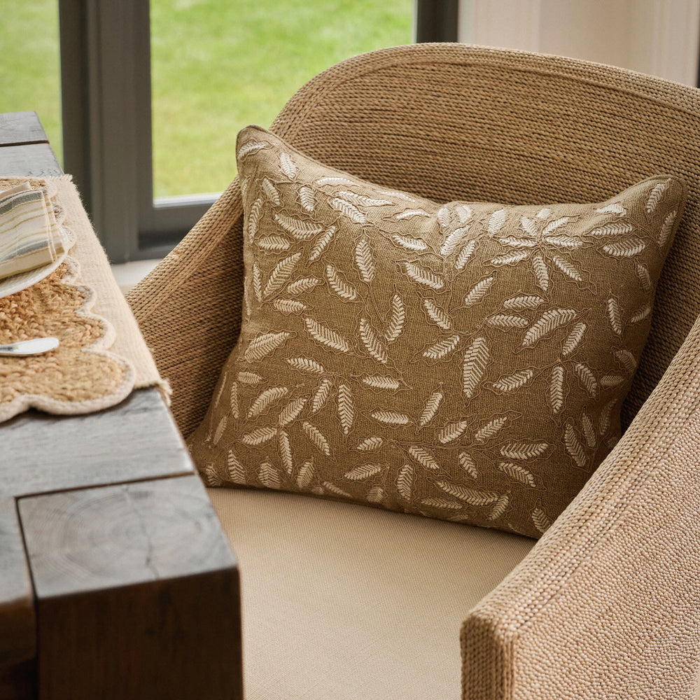 Amelia Embroidered Decorative Pillow Cover | Natural