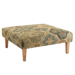 Pali Custom Rug Ottoman | Blue