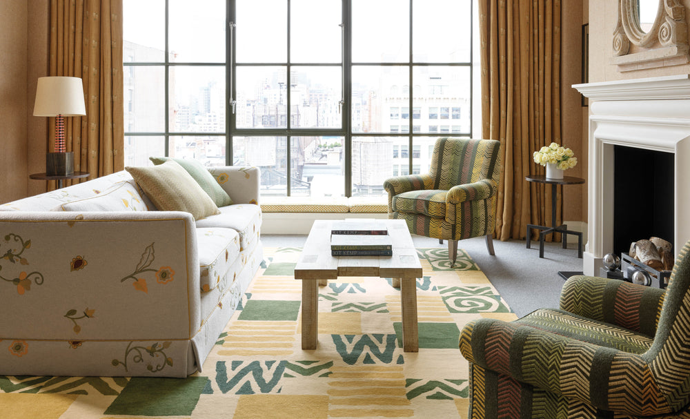 Patchwork Hand Tufted Wool Rug | Green