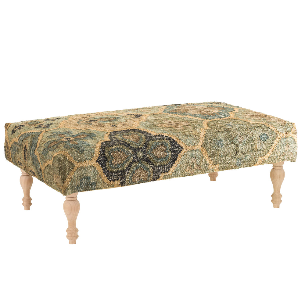 Pali Custom Rug Ottoman | Blue