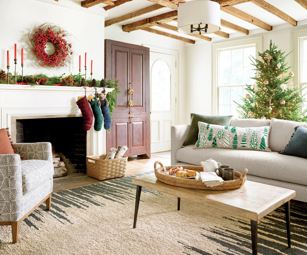 Festive Trees Embroidered Decorative Pillow Cover | Green