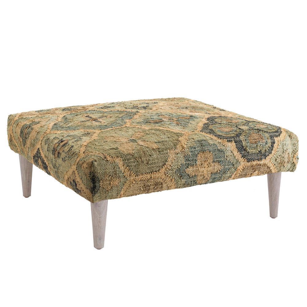 Pali Custom Rug Ottoman | Blue