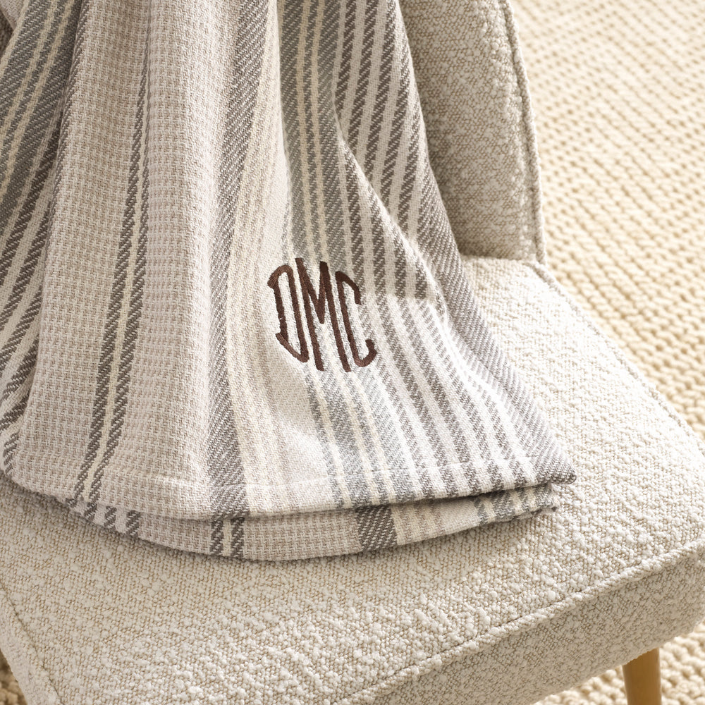 Gradation Ticking Woven Cotton Throw | Grey