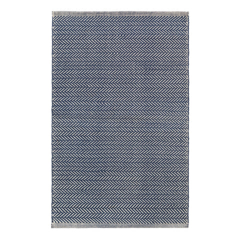 Herringbone Handwoven Indoor/Outdoor Rug | Navy/Ivory