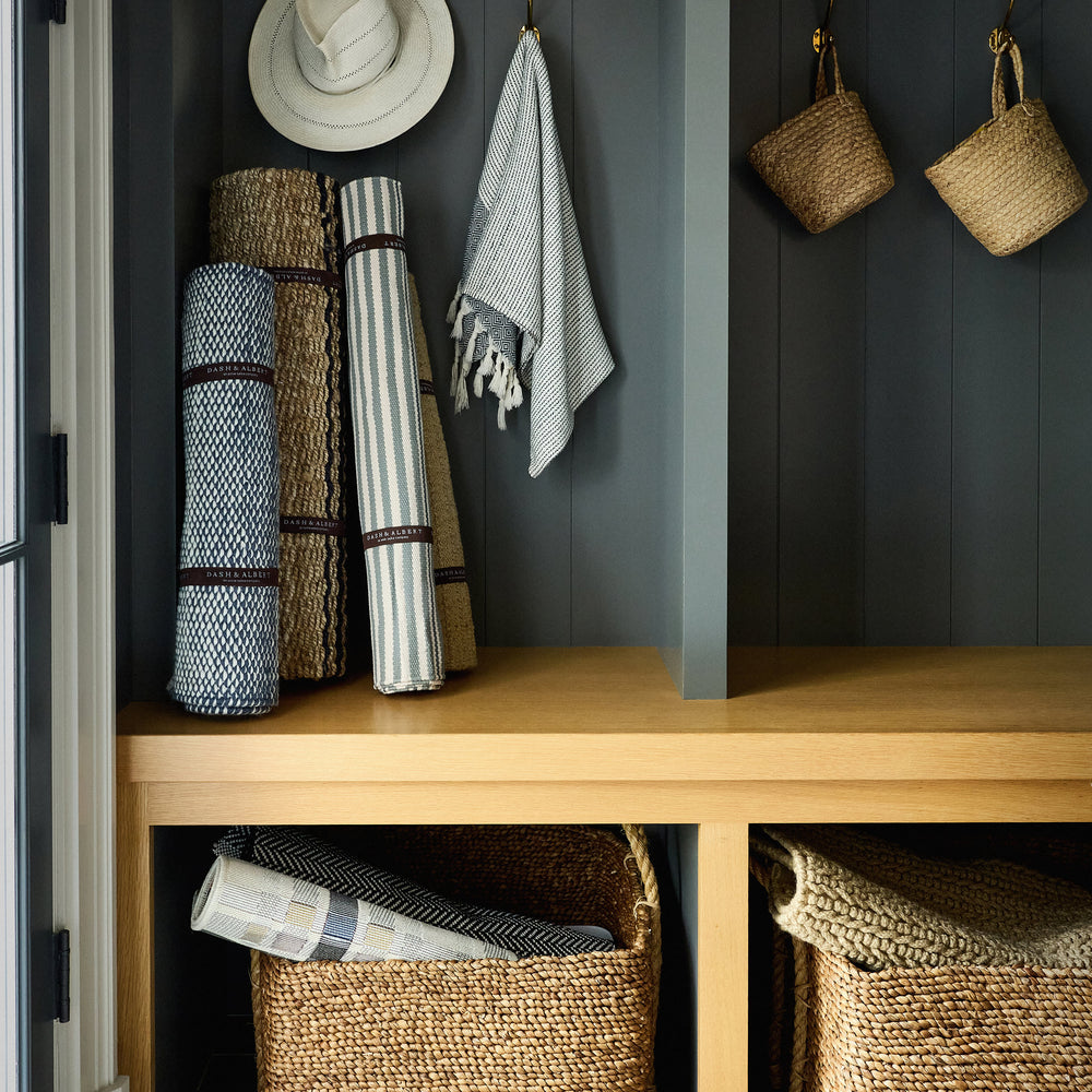 Rugby Stripe Handwoven Indoor/Outdoor Rug | Light Blue