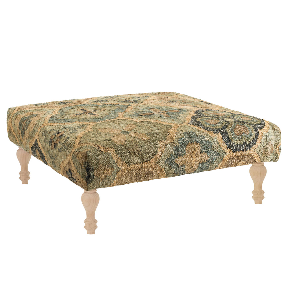 Pali Custom Rug Ottoman | Blue