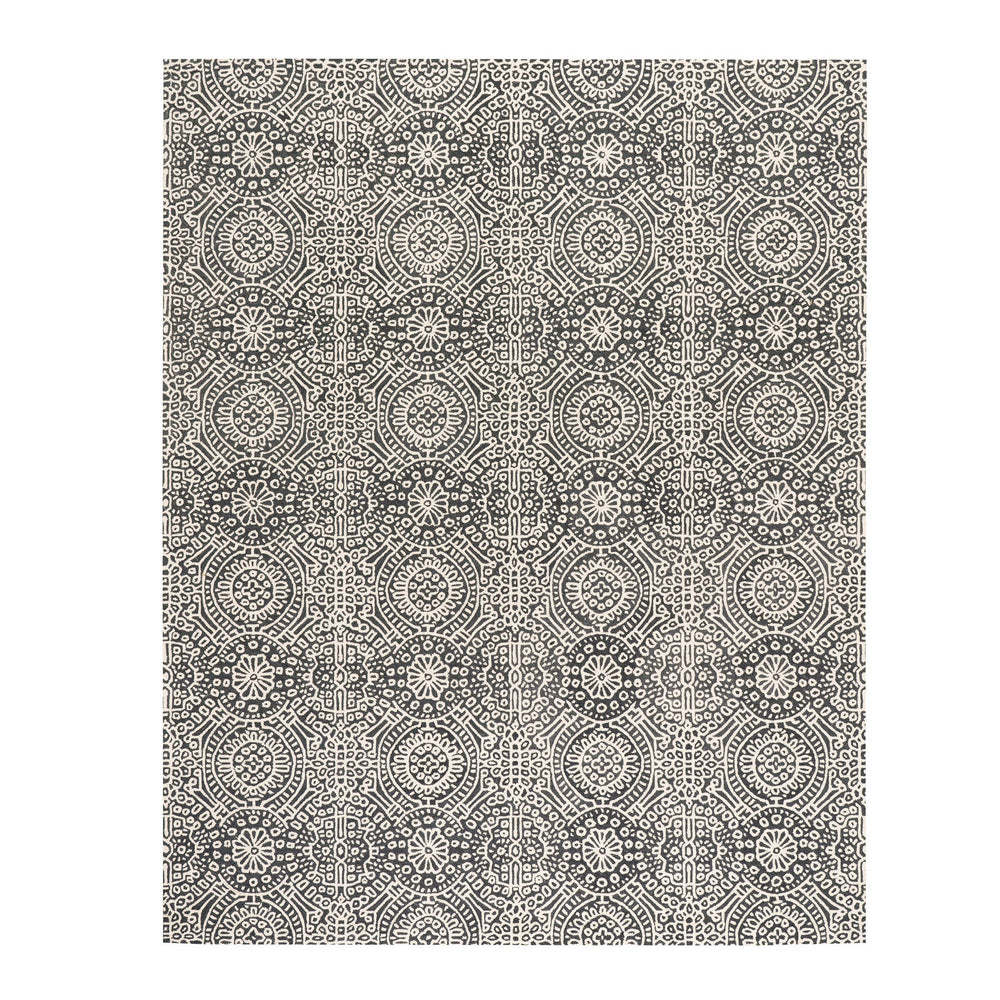 Temple Hand Micro Hooked Wool Rug | Charcoal