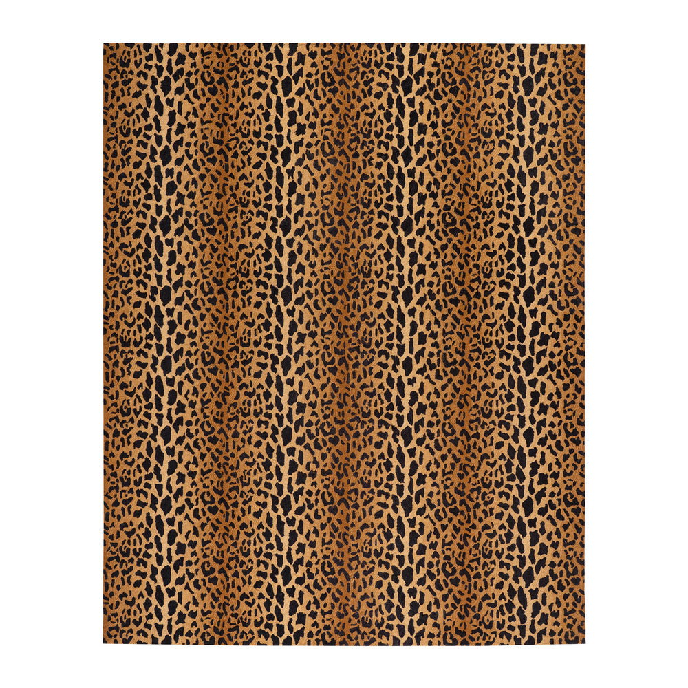 Leopard Hand Micro Hooked Wool Rug | Brown