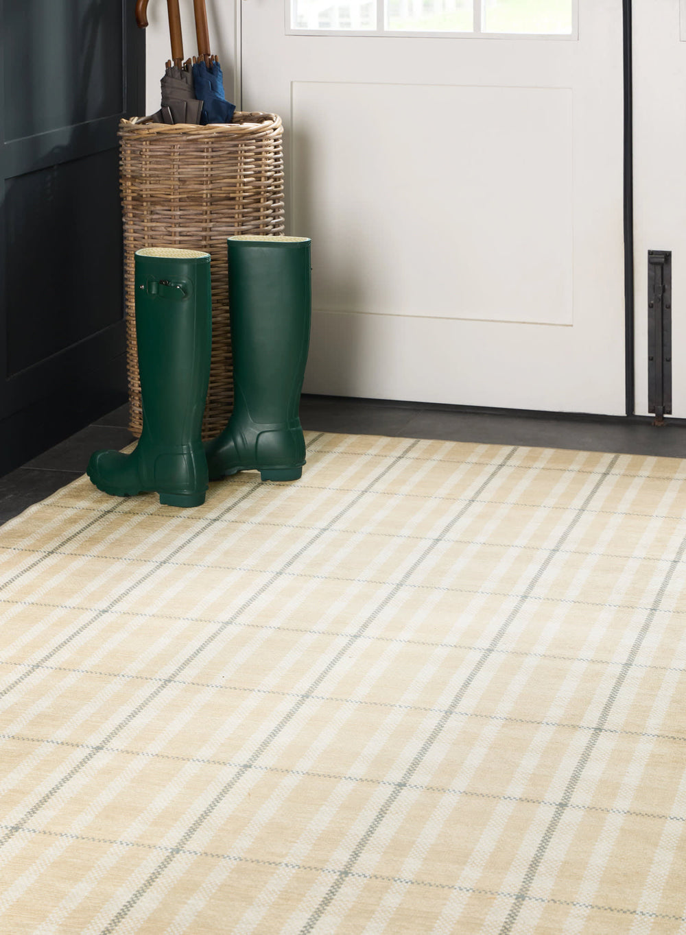 Hallie Plaid Machine Washable Rug | Khaki