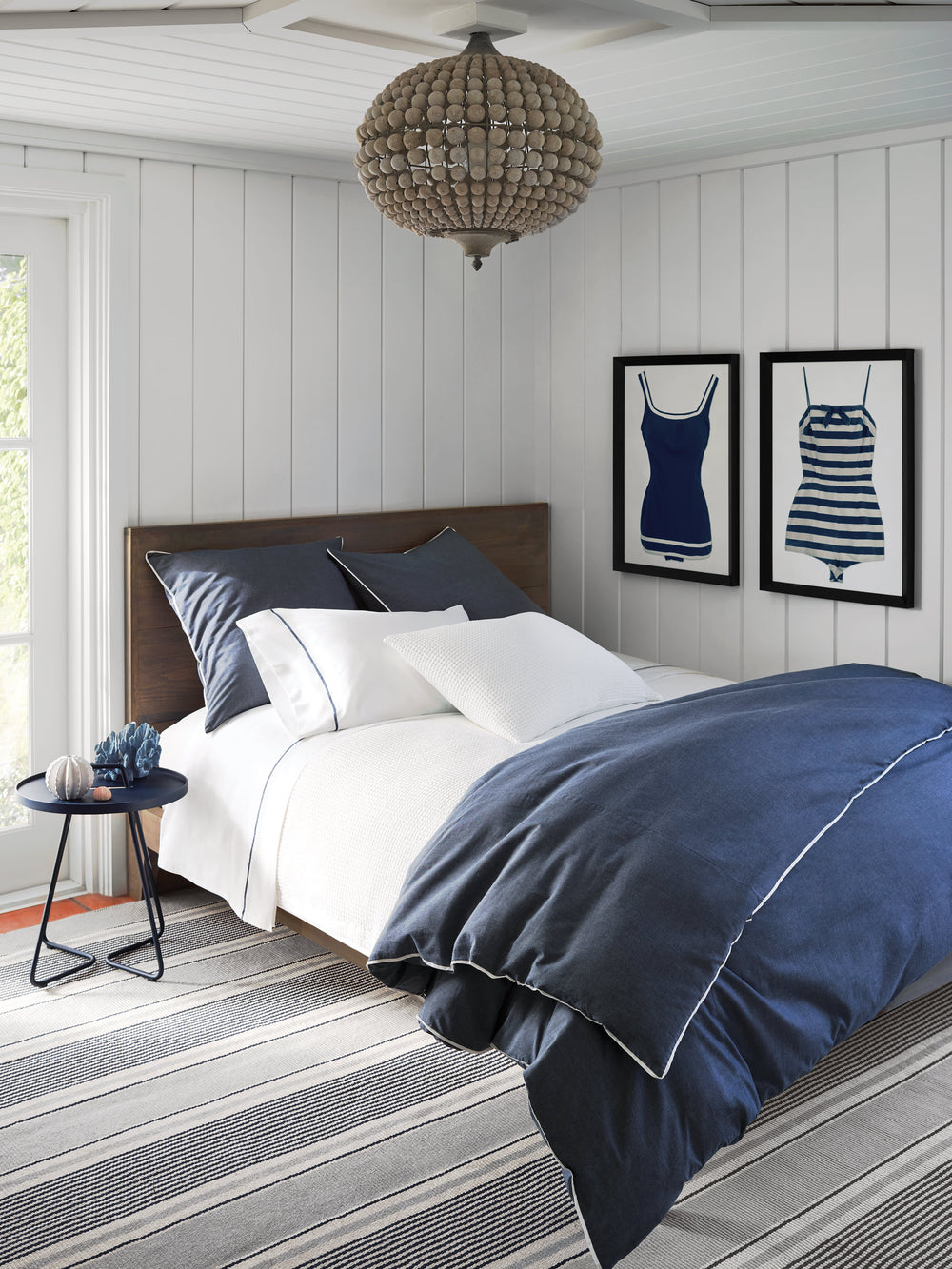Gunner Stripe Handwoven Cotton Rug | Blue