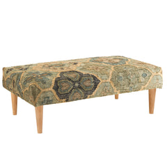Pali Custom Rug Ottoman | Blue