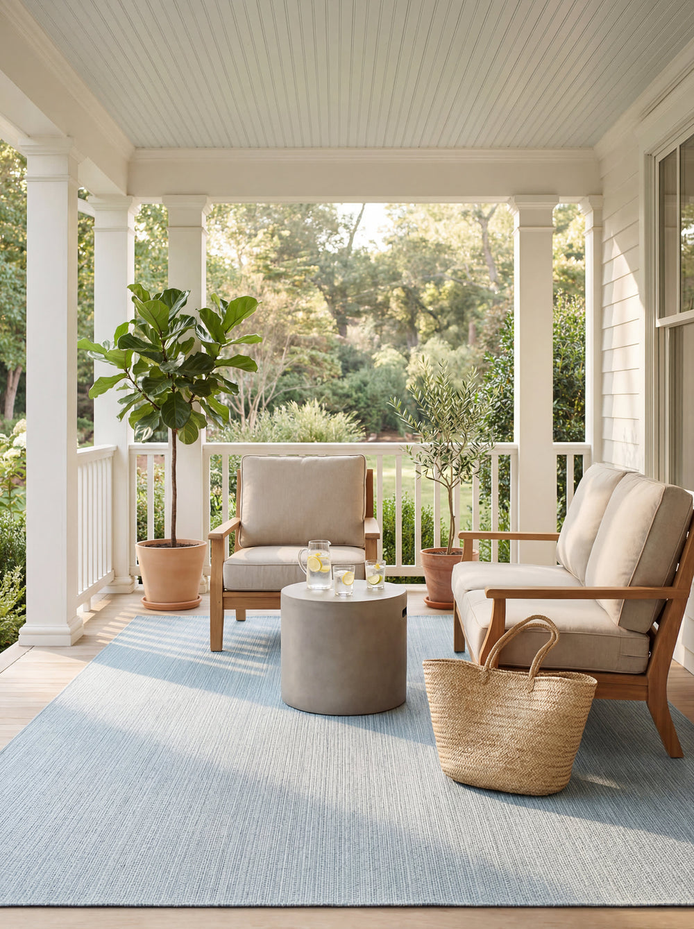 Delphine Textured Indoor/Outdoor Custom Rug | Blue